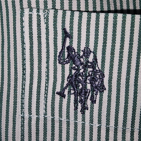 U.S. Polo Assn. Green and White Striped Shirt - Picture 5 of 6